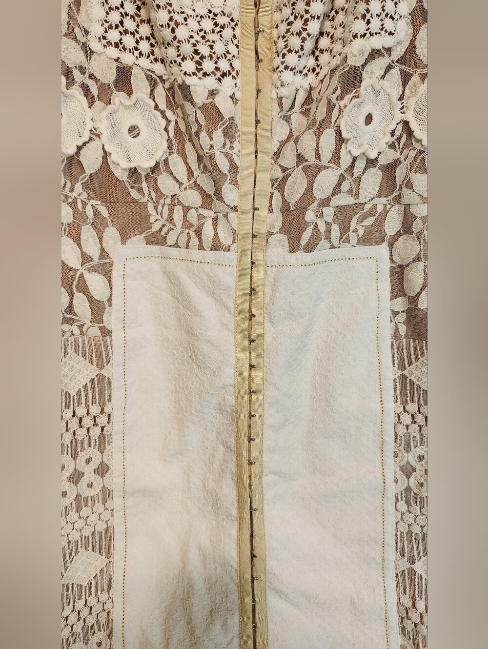Beguile by Byron Lars Size 12 Ivory & Nude Anthropologie Mixed Lace Dress - Picture 10 of 13